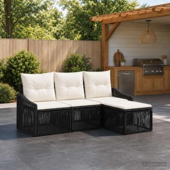 ARDEBO.de - Gartensofa-set 4 stk. Schwarz Poly-Rattan