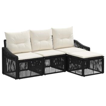 Gartensofa-set 4 stk. Schwarz Poly-Rattan