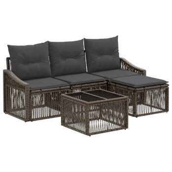 Gartensofa-set 5 stk. Grau Poly-Rattan
