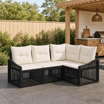 ARDEBO.de - Gartensofa-set 4 stk. Schwarz Poly-Rattan