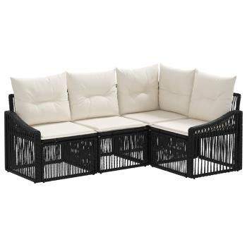 Gartensofa-set 4 stk. Schwarz Poly-Rattan
