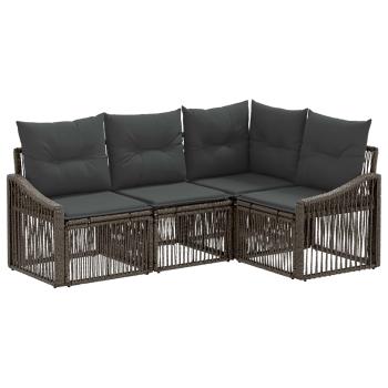 Gartensofa-set 4 Stk. Grau Poly-Rattan