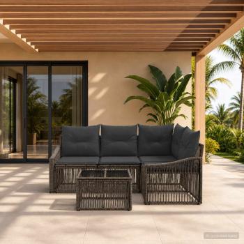 ARDEBO.de - Gartensofa-set 5 Stk. Grau Poly-Rattan