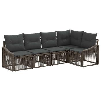Gartensofa-set 5 stk. 5-Sitzer Grau Poly-Rattan
