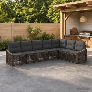 ARDEBO.de - Gartensofa-set 7 stk. Grau Poly-Rattan