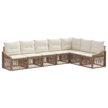 Gartensofa-set 7 stk. Beige Poly-Rattan