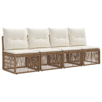 Gartensofa-set 7 stk. Beige Poly-Rattan