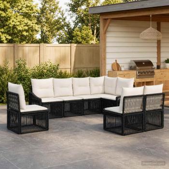 ARDEBO.de - Gartensofa-set 8 stk. Schwarz Poly-Rattan