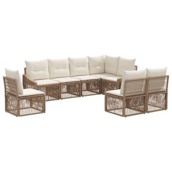 Gartensofa-set 8 Stk. Beige Poly-Rattan