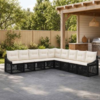 ARDEBO.de - Gartensofa-set 9 stk. Schwarz Poly-Rattan