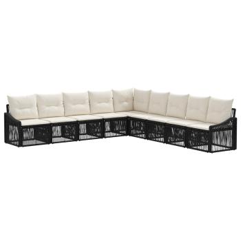Gartensofa-set 9 stk. Schwarz Poly-Rattan