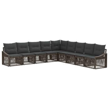 Gartensofa-set 9 stk. Grau Poly-Rattan