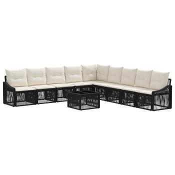Gartensofa-set 10 stk. Schwarz Poly-Rattan