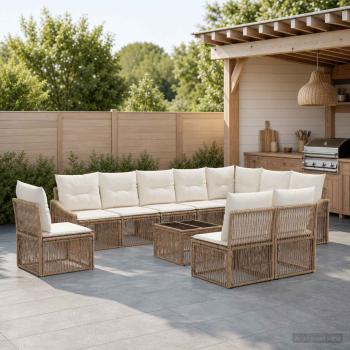 ARDEBO.de - Gartensofa-set 11 Stk. Beige Poly-Rattan