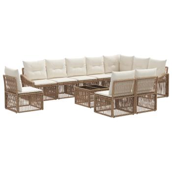 Gartensofa-set 11 Stk. Beige Poly-Rattan