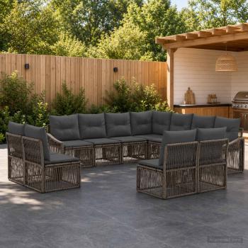 ARDEBO.de - Gartensofa-set 11 stk. Grau Poly-Rattan