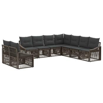 Gartensofa-set 9 stk. Grau Poly-Rattan