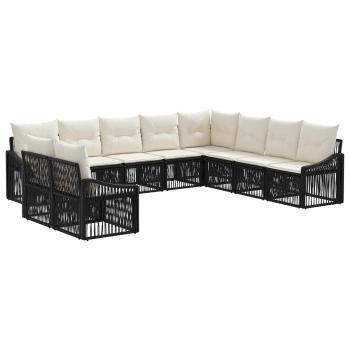 Gartensofa-set 10 stk. Schwarz Poly-Rattan