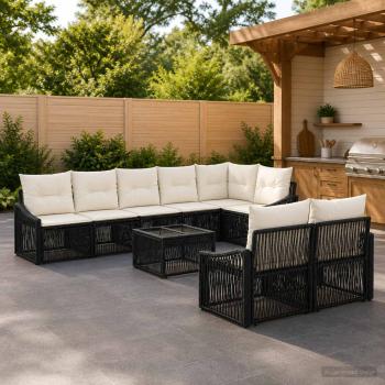 ARDEBO.de - Gartensofa-set 9 stk. Schwarz Poly-Rattan