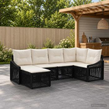 ARDEBO.de - Gartensofa-set 6 stk. Schwarz Poly-Rattan