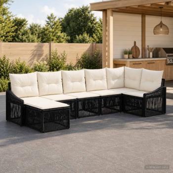 ARDEBO.de - Gartensofa-set 7 stk. Schwarz Poly-Rattan