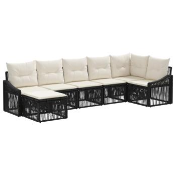 Gartensofa-set 7 stk. Schwarz Poly-Rattan