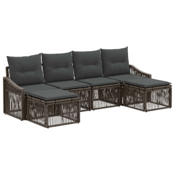 Gartensofa-set 6 stk. Grau Poly-Rattan