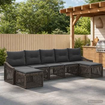 ARDEBO.de - Gartensofa-set 7 stk. Grau Poly-Rattan