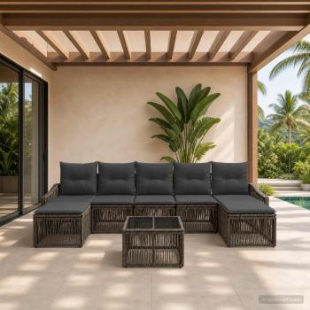 ARDEBO.de - Gartensofa-set 8 stk. Grau Poly-Rattan