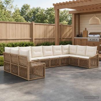 ARDEBO.de - Gartensofa-set 10 stk. Beige Poly-Rattan