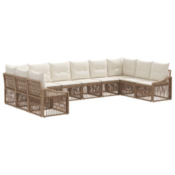 Gartensofa-set 10 stk. Beige Poly-Rattan