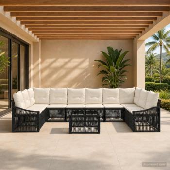 ARDEBO.de - Gartensofa-set 11 stk. Schwarz Poly-Rattan