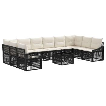 Gartensofa-set 11 stk. Schwarz Poly-Rattan