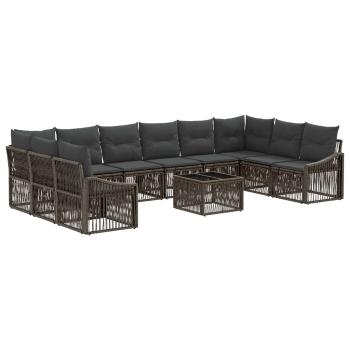 Gartensofa-set 11 stk. Grau Poly-Rattan