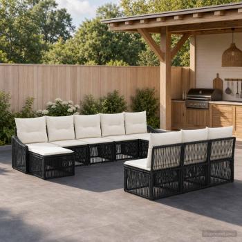 ARDEBO.de - Gartensofa-set 10 stk. Schwarz Poly-Rattan