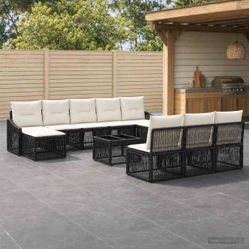 ARDEBO.de - Gartensofa-set 11 stk. Schwarz Poly-Rattan