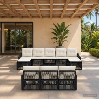 Gartensofa-set 11 stk. Schwarz Poly-Rattan