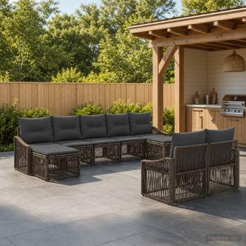ARDEBO.de - Gartensofa-set 9 stk. Grau Poly-Rattan