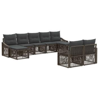 Gartensofa-set 9 stk. Grau Poly-Rattan
