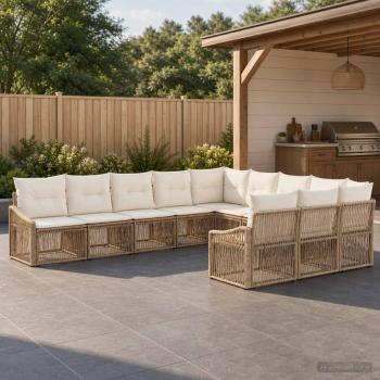 ARDEBO.de - Gartensofa-set 11 stk. Beige Poly-Rattan