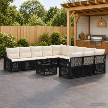ARDEBO.de - Gartensofa-set 12 stk. Schwarz Poly-Rattan