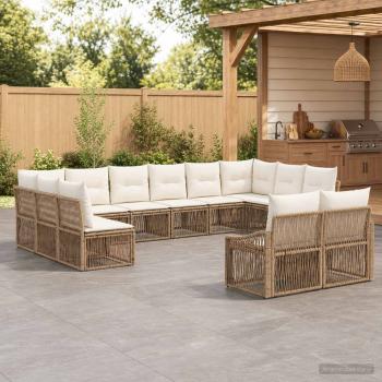 ARDEBO.de - Gartensofa-set 12 stk. Beige Poly-Rattan
