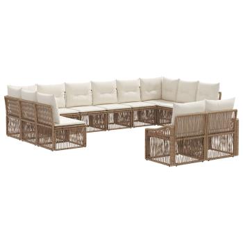 Gartensofa-set 12 stk. Beige Poly-Rattan