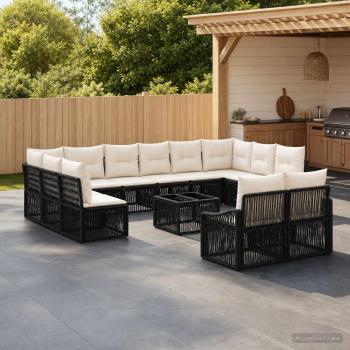 ARDEBO.de - Gartensofa-set 13 stk. Schwarz Poly-Rattan
