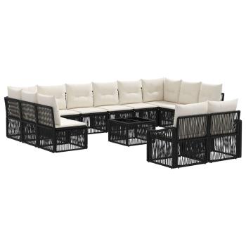 Gartensofa-set 13 stk. Schwarz Poly-Rattan