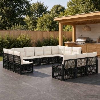 ARDEBO.de - Gartensofa-set 13 Stk. Schwarz Poly-Rattan