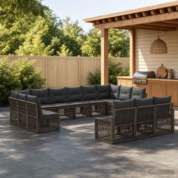 ARDEBO.de - Gartensofa-set 13 stk. Grau Poly-Rattan