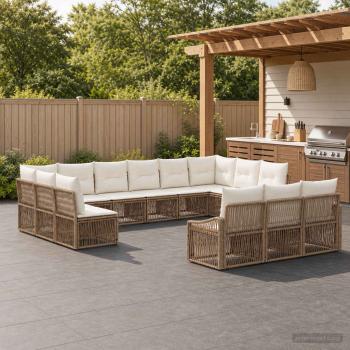 ARDEBO.de - Gartensofa-set 13 stk. Beige Poly-Rattan