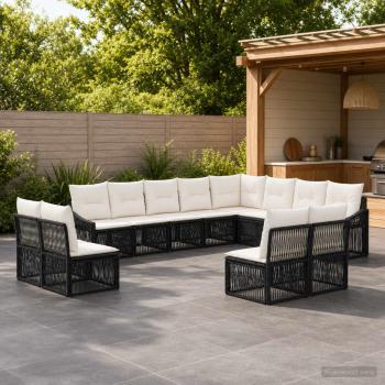 ARDEBO.de - Gartensofa-set 12 stk. Schwarz Poly-Rattan