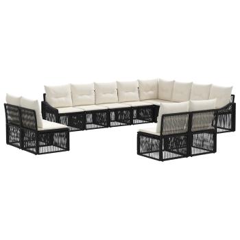 Gartensofa-set 12 stk. Schwarz Poly-Rattan